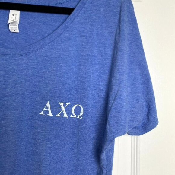 Bella Canvas AXO Alpha Chi Omega Scoop Neck Blue Tee Floral Size Medium - Picture 7 of 10